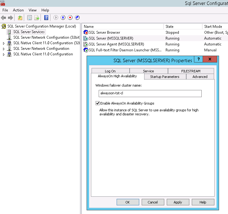 Erstellung der AlwaysOn Availability Group in SQL Server 2012