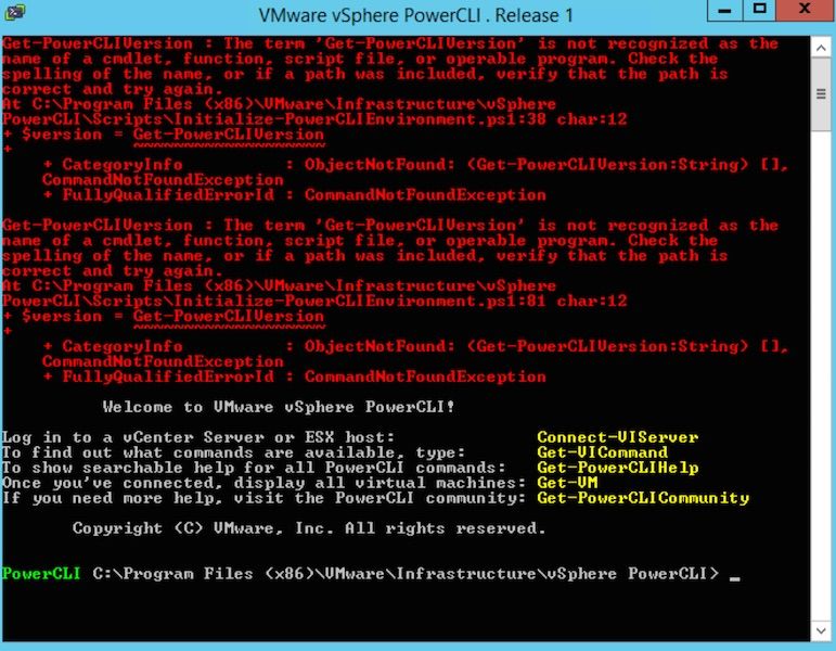 Error "Get-PowerCLIVersion : The term 'Get-PowerCLIVersion' is not recognized as the name of a cmdlet,   function, script file, or operable program." while starting VMware vSphere PowerCLI